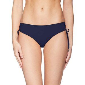 ANNE Cole Women's Alex Solid Side Tie Adjustable Bikini Swim Bottom, Navy, M